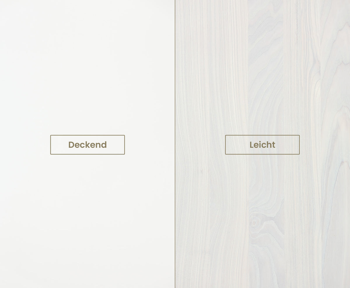 Vergleich der weißen Farbtöne Deckend und Leicht.
